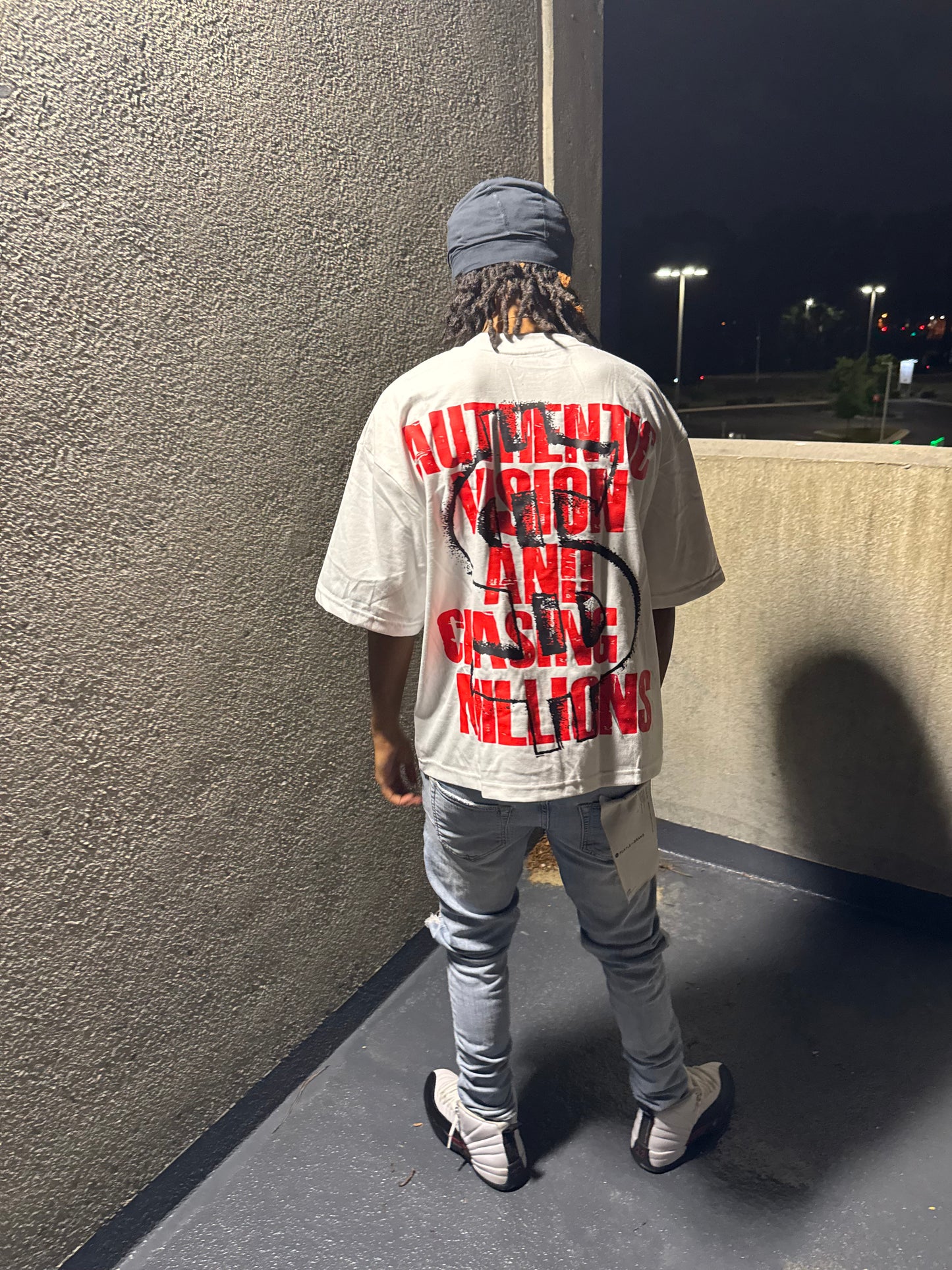 “Authentic Vision AND Chasing Millions”White Boxy Tee